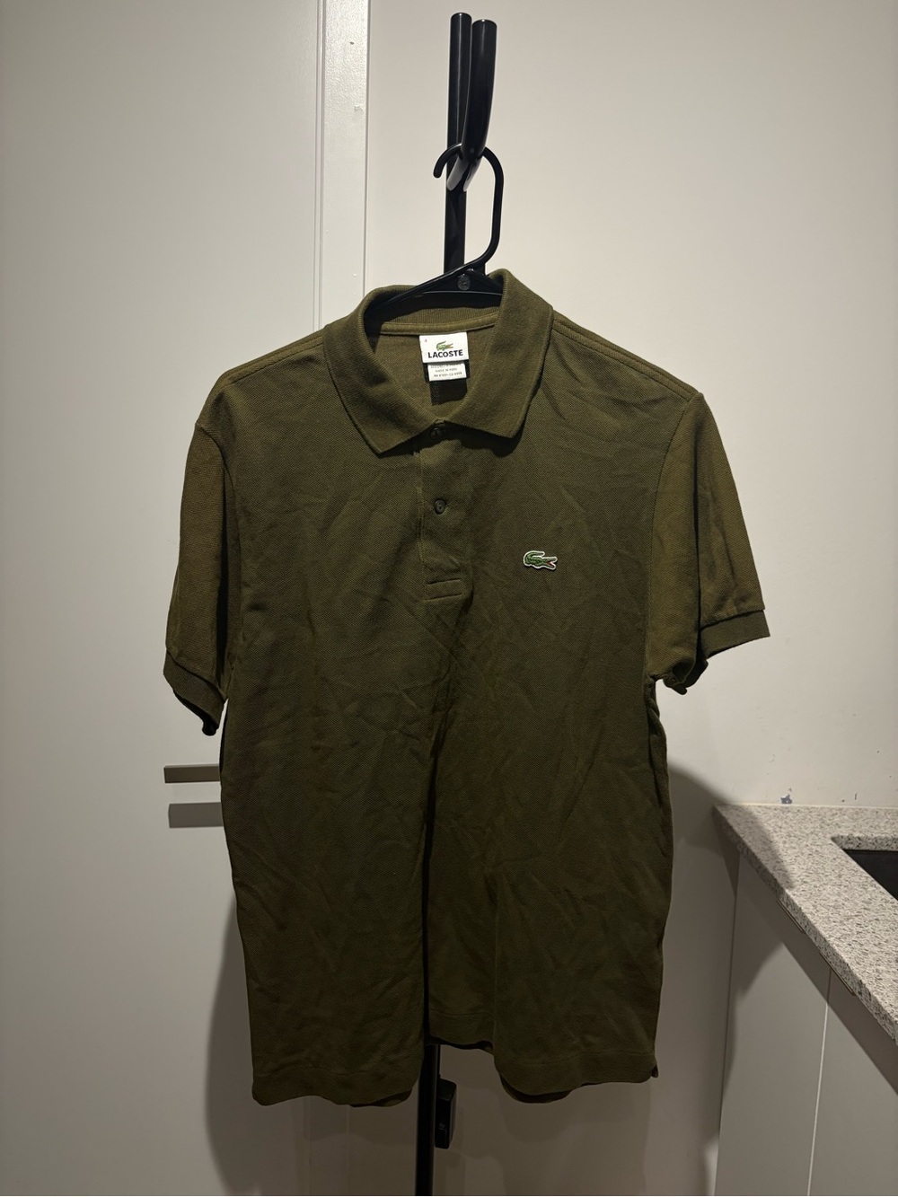 Lacoste Men's Olive Polo with Embroidered Crocodile
